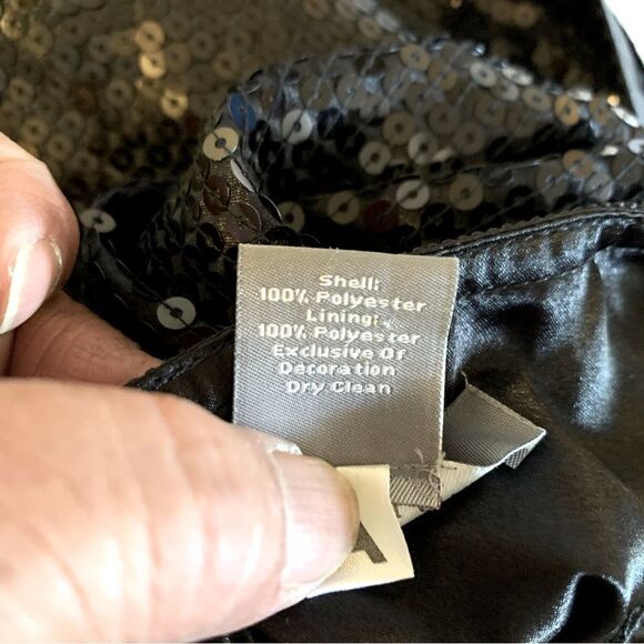 Ann Taylor Shimmering Black Sequin Skirt Lined Side Zip Sz 2 NWOT Gorgeous - Picture 5 of 5